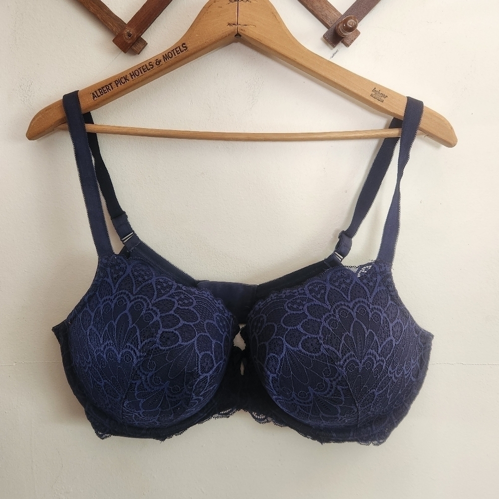 Torrid Curve Padded Bra Adjustable Blue Lace 40 DD E